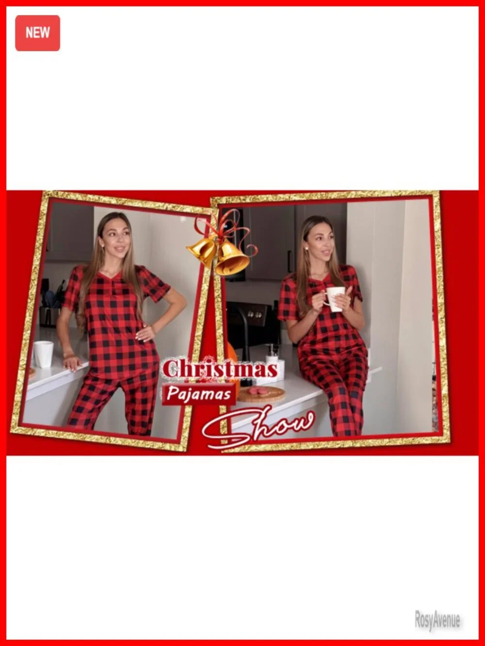 Women's Pajama Set - Short Sleeve Top & Jogger Pants with Pockets